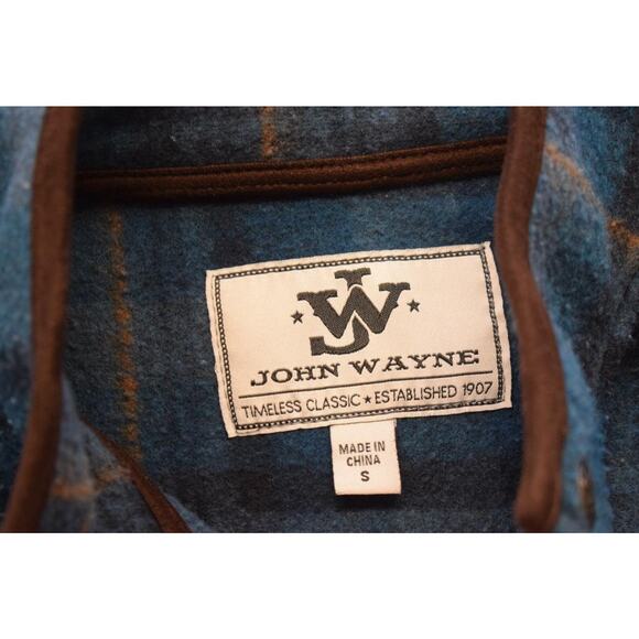 John Wayne Fleece Pullover Sweater Plaid Snap Neck Mens Size Small - Picture 7 of 8